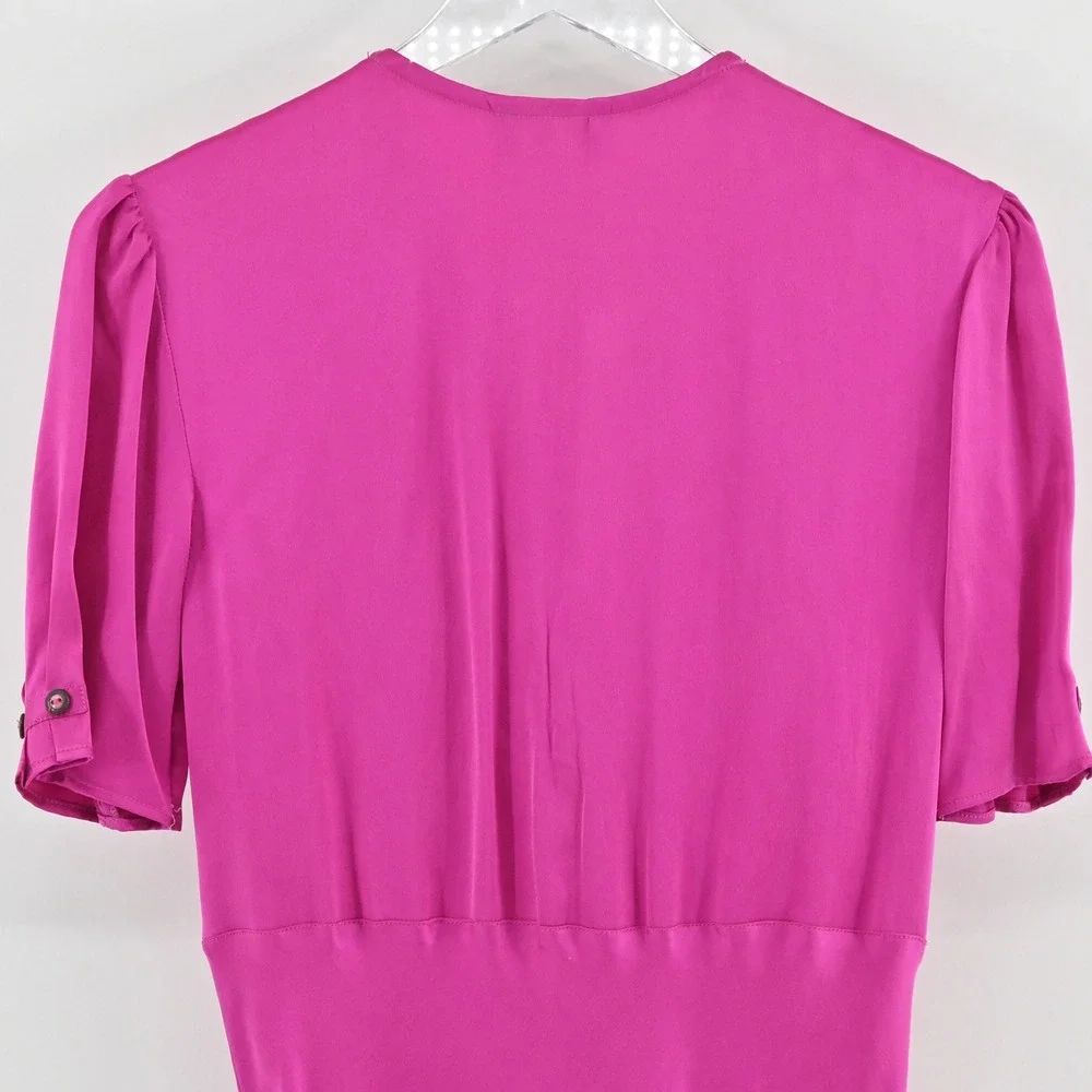 Vtg ABS Pink Silk‎ Dress Size 6 Draped Bust Romantic Cocktail Dopamine Y2k 90s